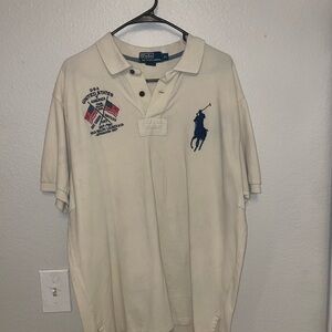 Polo by Ralph Lauren Cream Polo Shirt with Classic Collar and Embroidered Logo